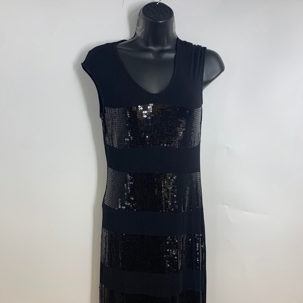 Tommy Bahama Sequin Striped Sleeveless V-Neck Maxi Dress Evening Gown Women SZ S - Picture 3 of 16